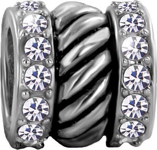 Quiges Italian Charm 9mm - Edelstahl Herz Mit Zirkonia Für Armbänder