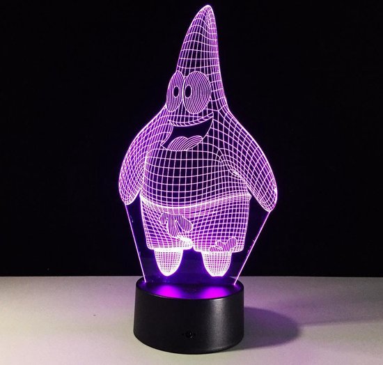 3D Led Lamp Patrick Star Stitch Rabbit Acryl 7 kleuren Bureau Cartoon  3D-lamp... | bol.com