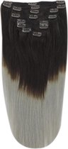 Remy Human Hair extensions Double Weft straight 24 - bruin / grijs T2/SG#