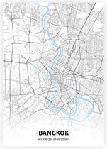 Bangkok plattegrond - A3 poster - Zwart blauwe stijl