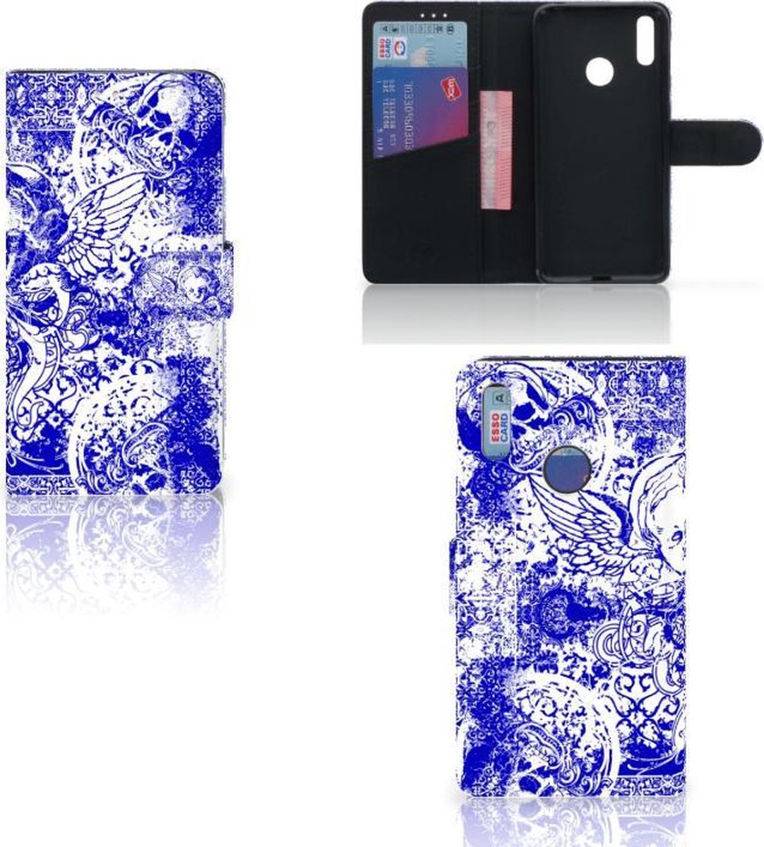 Telefoonhoesje met Naam Huawei Y7 (2019) Angel Skull Blauw