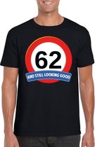 Verkeersbord 62 jaar t-shirt zwart heren L