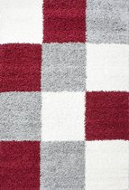 Flycarpets Candy Shaggy Vloerkleed - 160x230 cm - Rood Geblokt