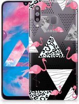 Geschikt voor Samsung Galaxy M30 TPU Siliconen Hoesje Flamingo Triangle