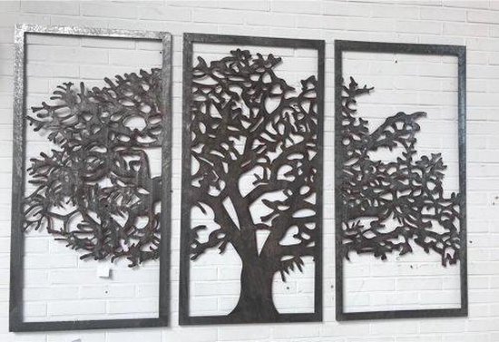 binnenkort uitgehongerd Groen Wanddecoratie - Levensboom drieluik - Metalen boom - 3 x 60 cm breed |  bol.com