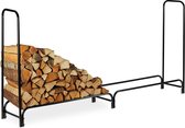 Relaxdays brandhoutrek - haardhout opslag - haardhout rek - houtopslag - metaal - Zonder afdekking