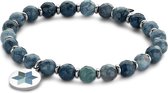 CO88 Collection Majestic 8CB 90505 Bracelet en pierre naturelle - Jade - Taille unique / 6 mm - Blauw foncé