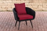 Clp Ameland - Fauteuil - 5 mm Rond Polyrotan - Zithoogte 40 cm - - Zwart Rood