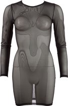 Cottelli Collection - Sexy Powernet Mini Robe Translucide à Manches Longues Séduction Exceptionnelle - Taille XL - Noir