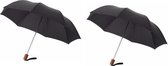 2x Kleine paraplu zwart 93 cm - Compacte paraplu's