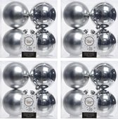 16x Zilveren kunststof kerstballen 10 cm - Mat/glans - Onbreekbare plastic kerstballen - Kerstboomversiering zilver