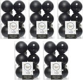 60x Zwarte kunststof kerstballen 6 cm - Mat/glans - Onbreekbare plastic kerstballen - Kerstboomversiering zwart