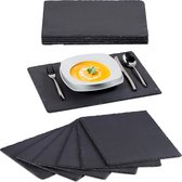 Relaxdays 12x leisteen serveerplank - 30 x 40 cm - placemats - Sushi serveerplaat