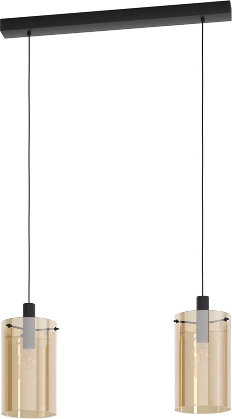 Lampe à suspension EGLO Polverara - 2 lumières - E27 - Zwart