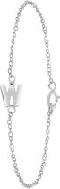 Lucardi Meisjes Armbandje met hanger met plating - Letter - Cadeau - Echt Zilver - Zilverkleurig