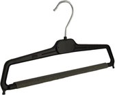 De Kledinghanger Gigant - 50 x Broekhanger kunststof zwart met anti-slip broeklat (2 mm schuim), 36 cm
