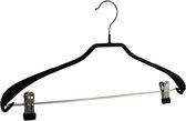 De Kledinghanger Gigant - 20 x Mantel / kostuumhanger metaal met anti-slip knijpers, schouderverbreding en zwarte anti-slip coating, 46 cm