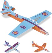 relaxdays foam vliegtuig - speelgoedvliegtuig 48 stuks - uitdeelcadeautje - zweefvliegtuig