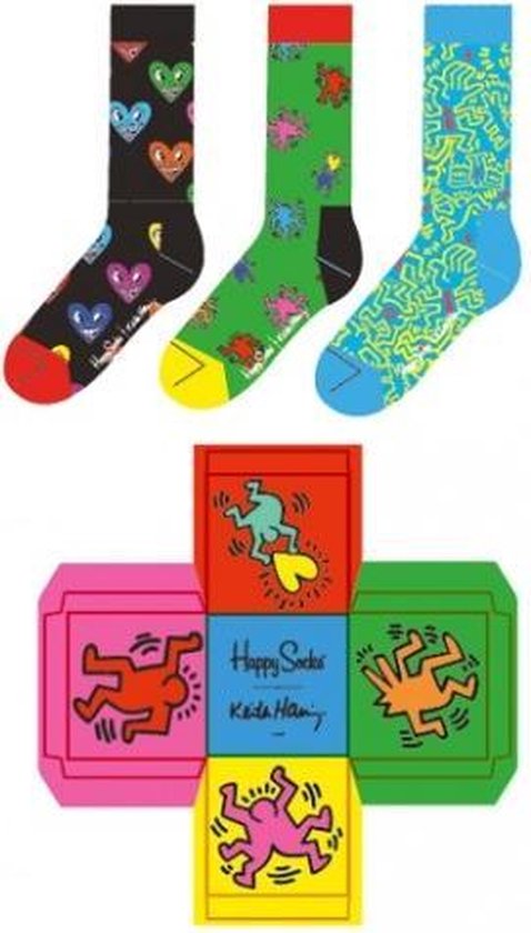 Happy Socks - Unisex Sokken Keith Haring 3-Pack Gift Box - Multi - Maat  36-40 | bol.com