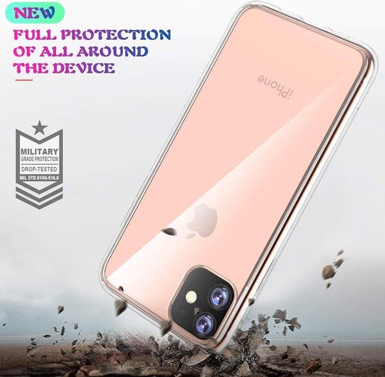 Étui iPhone 11 Pro Max Étui souple en silicone TPU transparent + Protecteur d'écran en verre trempé 2X