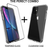 iPhone 11 Hoesje Anti-Shock TPU Siliconen Soft Case + 1 Full Tempered Glass Screenprotector