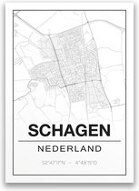 Poster/plattegrond SCHAGEN - 30x40cm