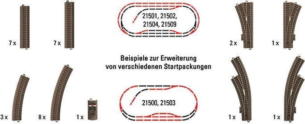 TRIX H0 C-rails Uitbreidingsset - Modelspoorbaan rails - 62900