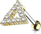 Tragus piercing CZ triangel goud kleurig