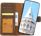 GALATA iPhone 6/6s afneembare 2in1 magneet echt leer bookcase hoesje - roestbruin