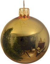 4 Glazen kerstballen glans 10 cm licht goud
