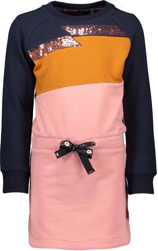 Huichelaar Wasserette onze NONO Meisjes jurken NONO MonkyB sweater colorblock dress roze 122/128 |  bol.com