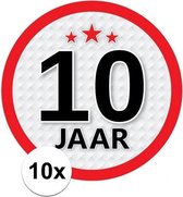 10x 10 Jaar leeftijd stickers rond 15 cm - 10 jaar verjaardag/jubileum versiering 10 stuks
