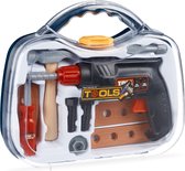 Relaxdays gereedschapskoffer kinderen - speelgoed gereedschap - boormachine - hamer