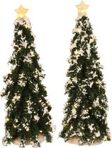 Luville  - Snowy Conifer with lights battery operated 2 pieces - Kersthuisjes & Kerstdorpen