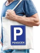 Pensioen katoenen cadeau tas beige voor heren - Pensioen / VUT kado shirt