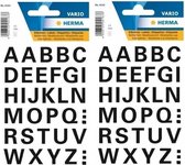 64x Autocollants lettre noir 15 mm - Feuille d'autocollants avec lettres alphabet noir 64 pièces - Autocollants autocollants alphabet 15mm