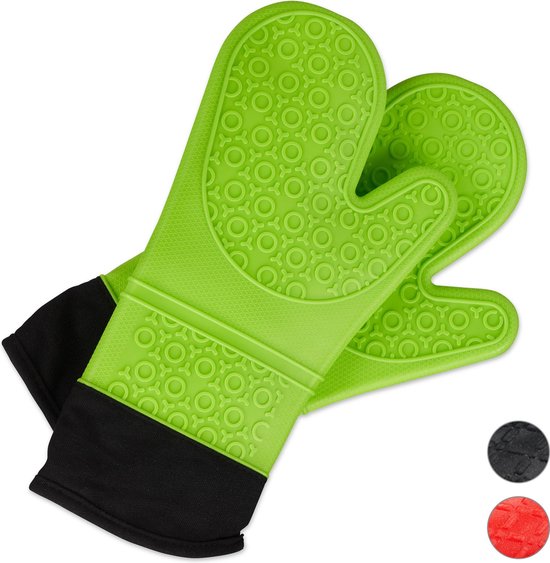 passend overschot Bloeien Relaxdays ovenwanten siliconen - antislip - ovenhandschoenen - bbq  handschoenen - groen | bol.com