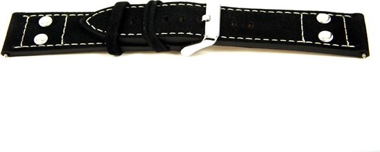 Bracelet de montre Universel I167 Cuir Zwart 24mm