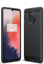 OnePlus 7T Geborsteld TPU Hoesje Zwart