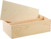 Houten opbergkist/doosje met schuifdeksel 35,5 x 20 x 10,8 cm - Opbergkistje/opbergdoosje - Keuken accessoires