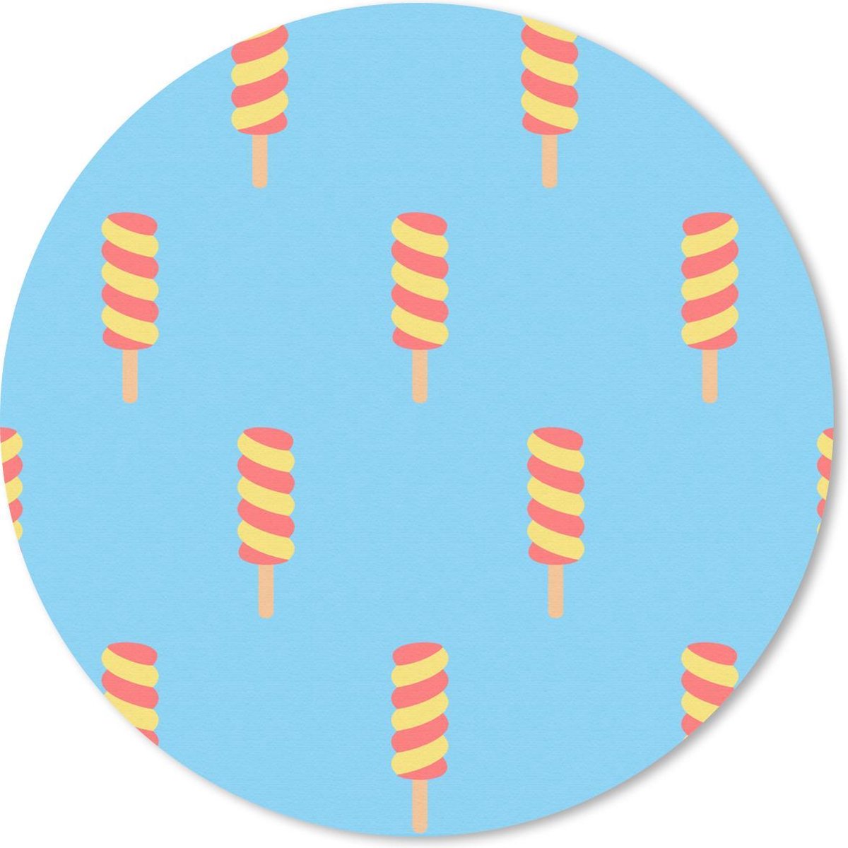 Muismat rond 40x40 cm - Mousepad IJs - Patronen - Geel - Rood - Ronde muismatten