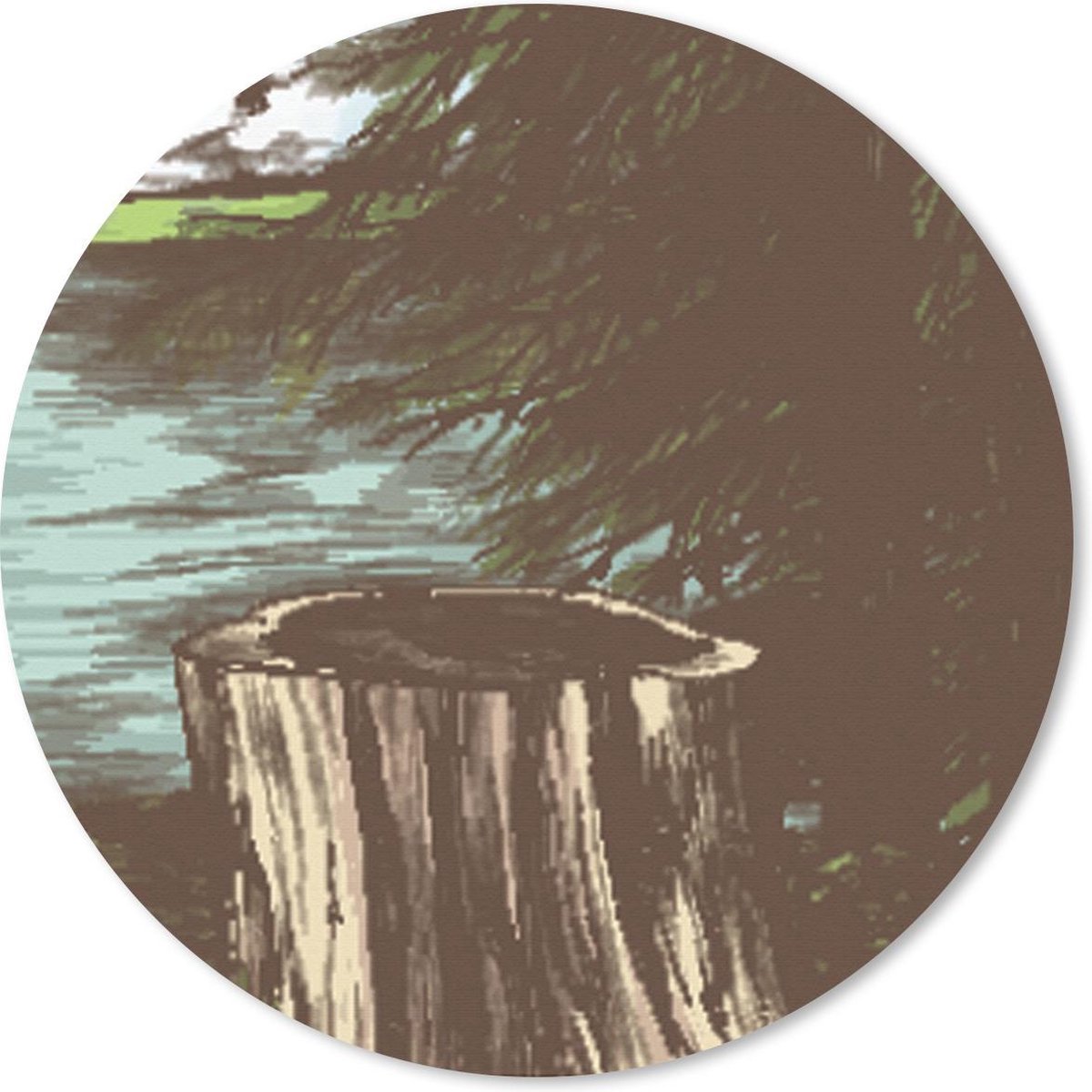Muismat rond 40x40 cm - Mousepad Boom - Zee - Illustratie - Ronde muismatten