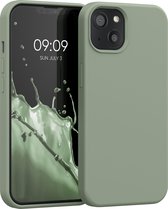 kwmobile phone case pour Apple iPhone 13 - Etui avec revêtement en silicone - Etui pour smartphone en gris vert