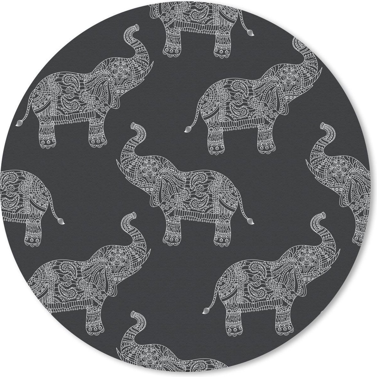 Muismat rond 50x50 cm - Mousepad Olifant - Patronen - Boho - Ronde muismatten