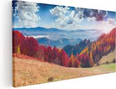Artaza Canvas Schilderij Kleurrijke Herfstbos Met Heuvellandschap - 100x50 - Groot - Foto Op Canvas - Canvas Print