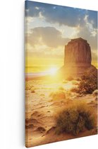 Artaza Canvas Schilderij Zonsondergang In Woestijn Monument Valley  - 20x30 - Klein - Foto Op Canvas - Canvas Print
