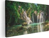 Artaza Canvas Schilderij Tropische Waterval  - 60x30 - Foto Op Canvas - Canvas Print