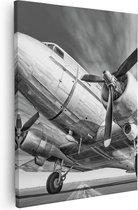 Artaza - Canvas Schilderij - Oud Vliegtuig Op De Landingsbaan - 80x100 - Groot - Foto Op Canvas - Canvas Print