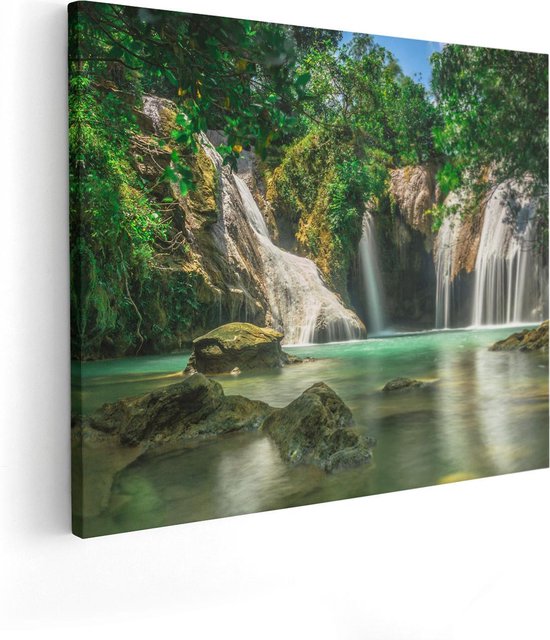 Artaza Canvas Schilderij Tropische Waterval  - 100x80 - Groot - Foto Op Canvas - Canvas Print