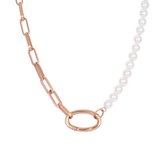 iXXXi-Jewelry-Square Chain Pearl-Rosé goud-dames-Collier-45 cm